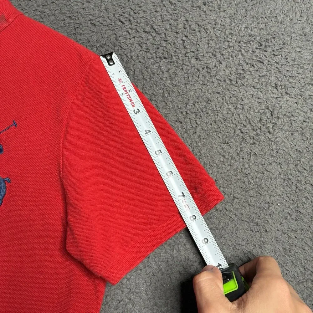 Polo Ralph Lauren Men Custom Slim Fit Polo Shirt Big Pony Logo Medium Red S/S